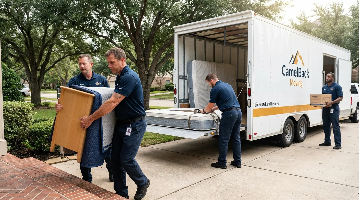 Crew loading residential truck for cross-state move from Mead, CO